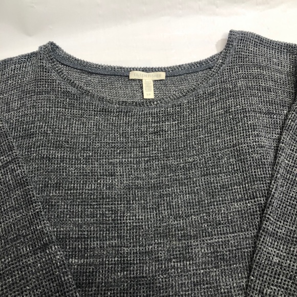 Eileen Fisher Gray Open Waffle Knit Tunic Top S - Picture 4 of 9